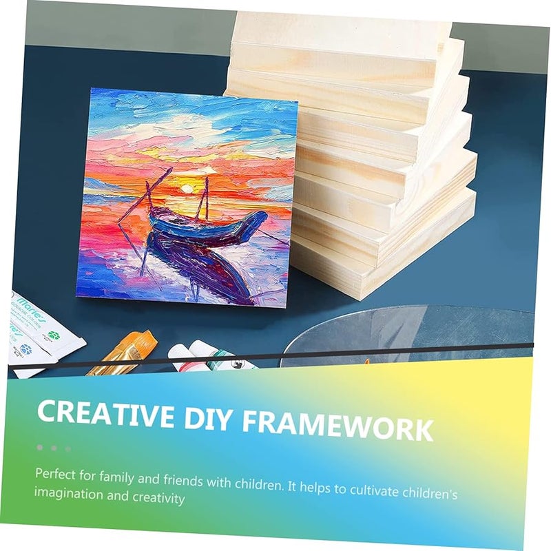 Tehaux 10pcs DIY Blank Wooden Painting Frames 14 7x14 7cm Photo Holders for Art Projects - Image 3